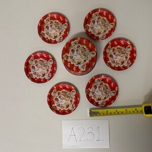 Vintage Christmas Tin Coaster Set